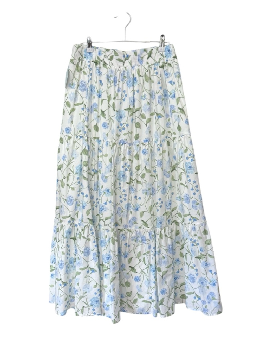 HILL HOUSE | NWT The Florence Nap Skirt in Blue/Green Peony Bouquet, Size Small - Picture 3 of 9